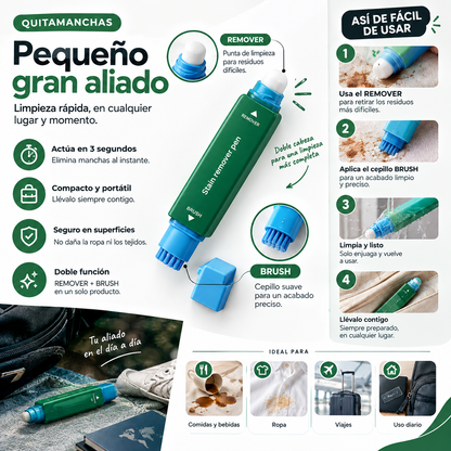 Quitamanchas en 3 segundos, doble cabeza