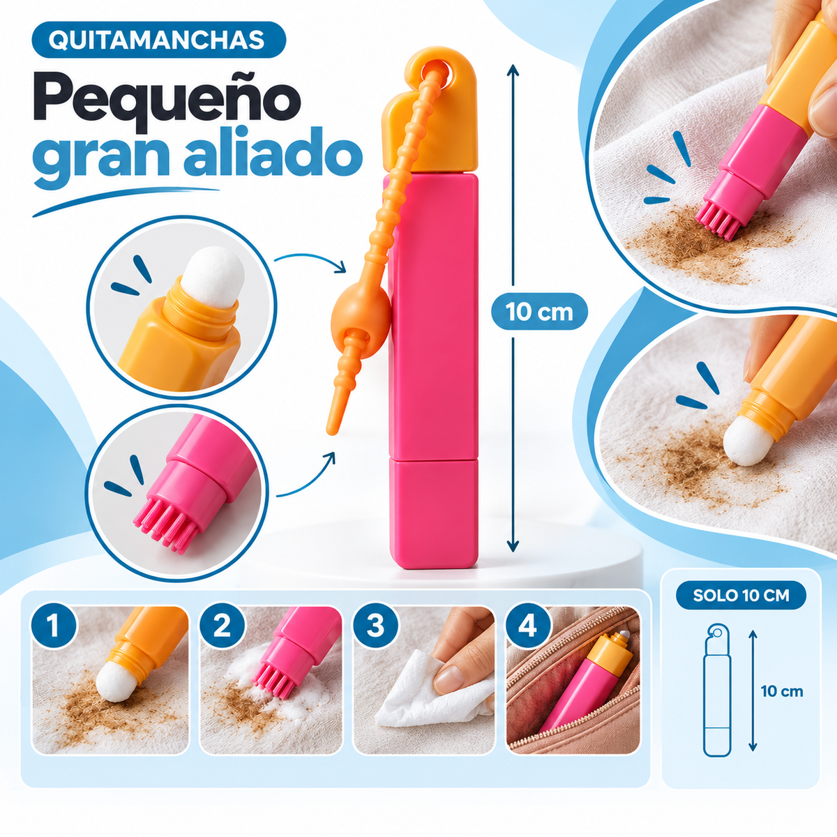 Quitamanchas en 3 segundos, doble cabeza